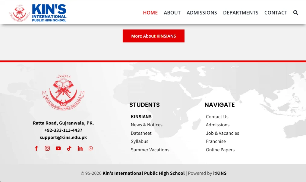 Educational Website Design for Kins School