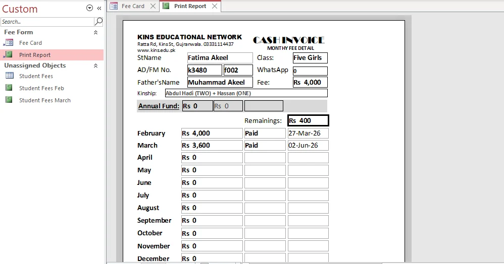 Offline Student Fee Management System (MS Access & VBA)