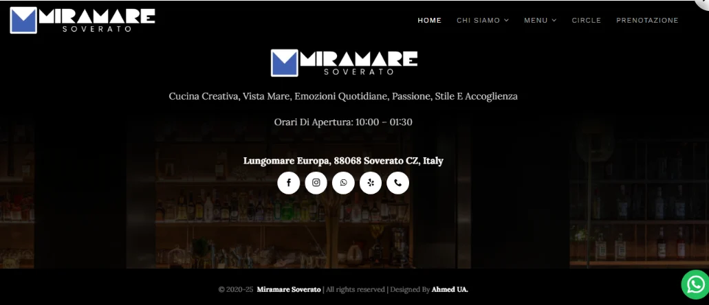 Restaurant Website Development – MIRMARE SOVERATO