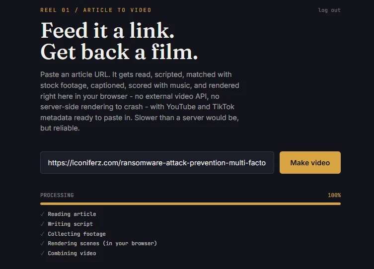 Article to Video — AI-Powered Browser Video Generator
